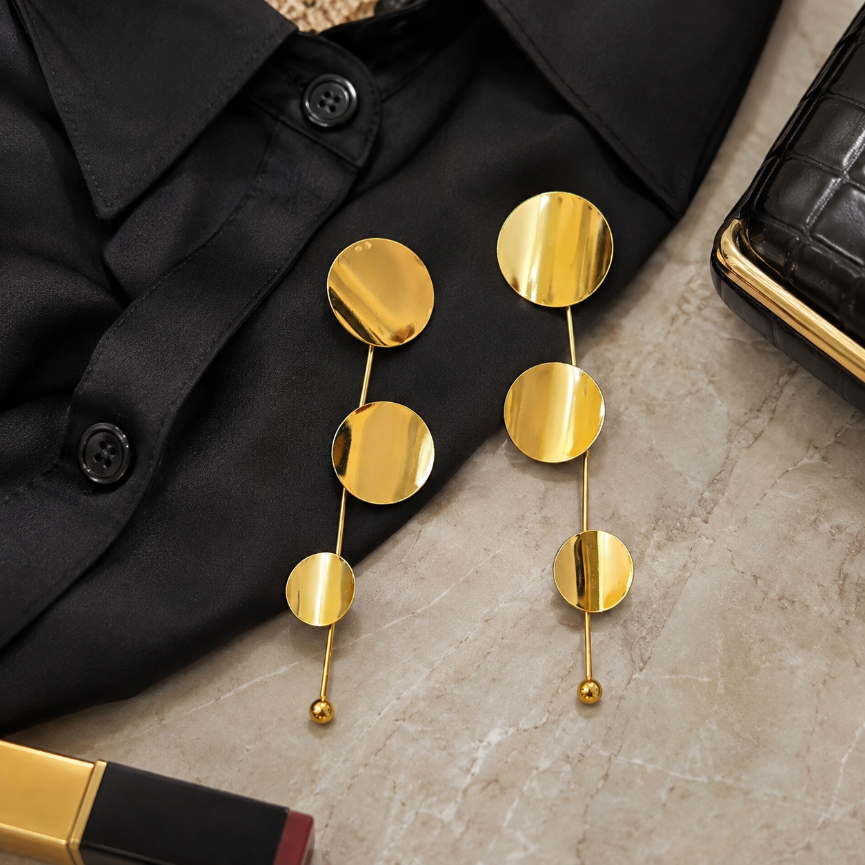 Gold Linear Drop Earrings