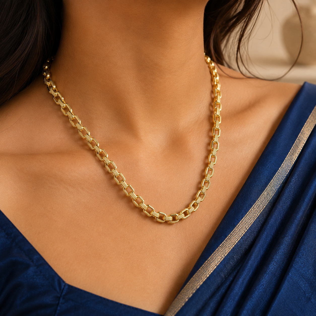 Textured Link Chain Necklace