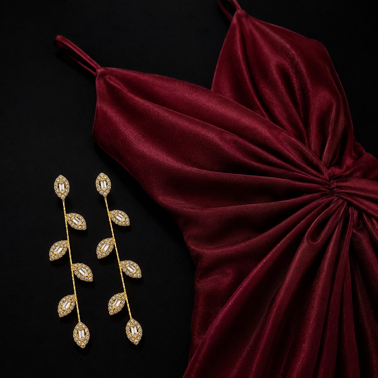 Sparkling Vine Crystal Linear Drop Earrings