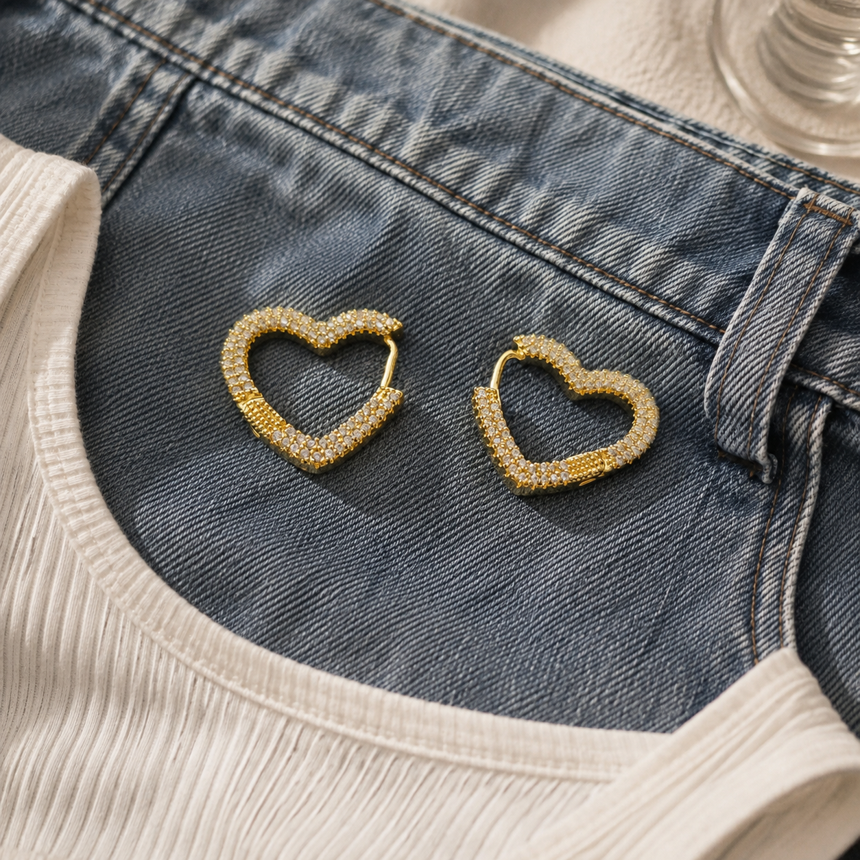 Sparkle Heart Pave Earrings