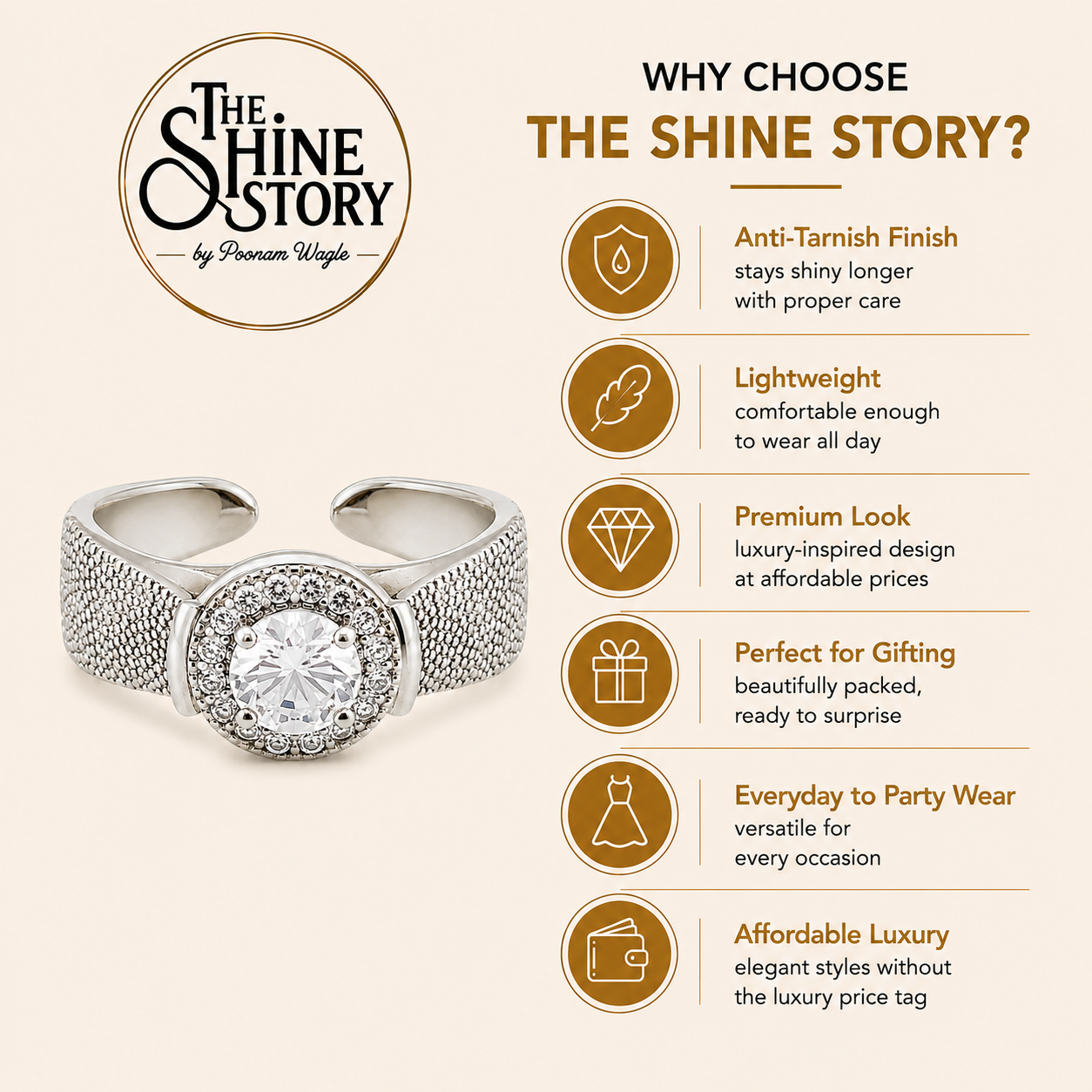 Radiant Solitaire Halo Silver Ring