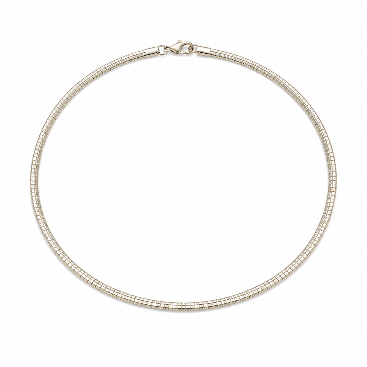 Textured Silver Omega Chain Necklac