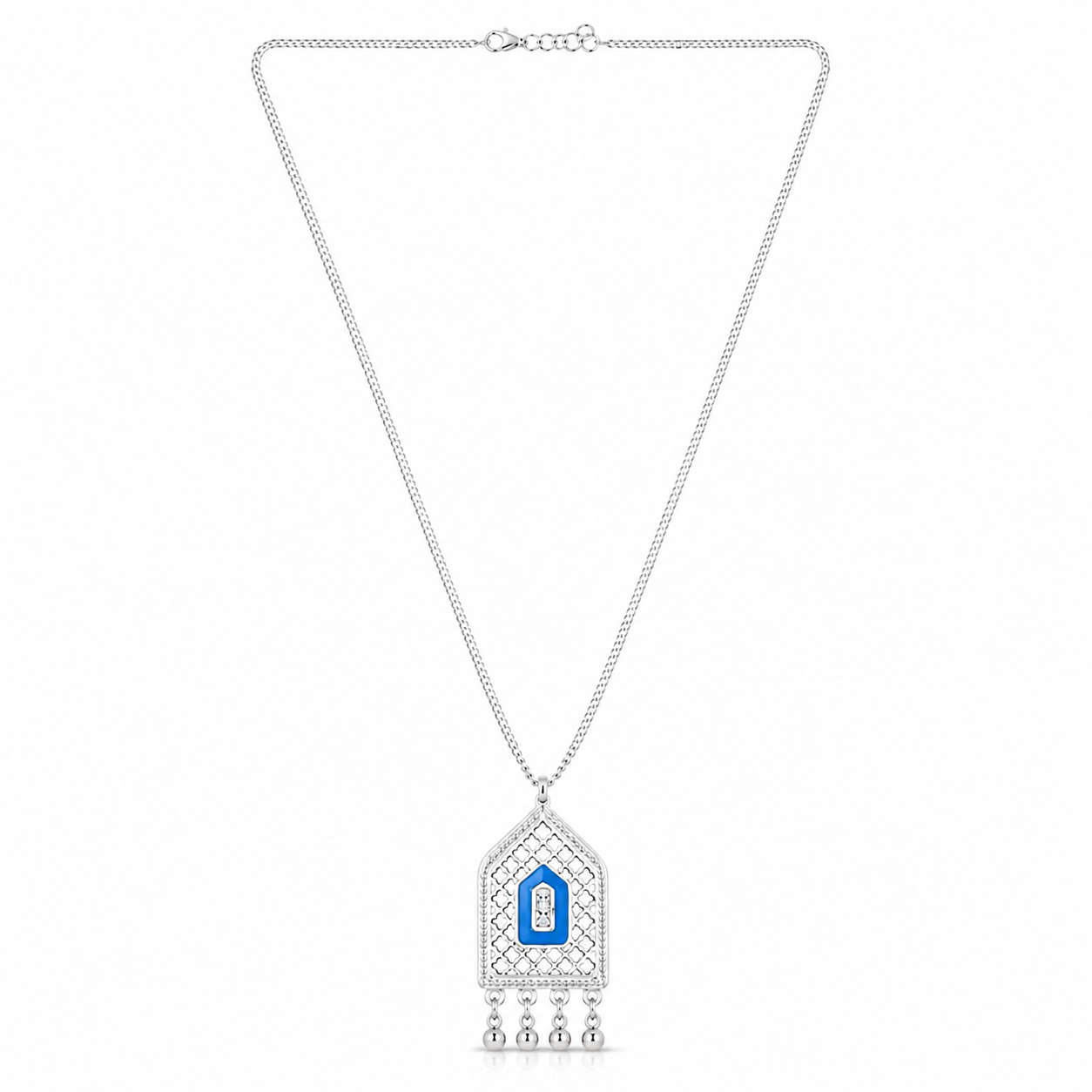 Moroccan Arch Lattice Pendant in Sterling Silver Tone