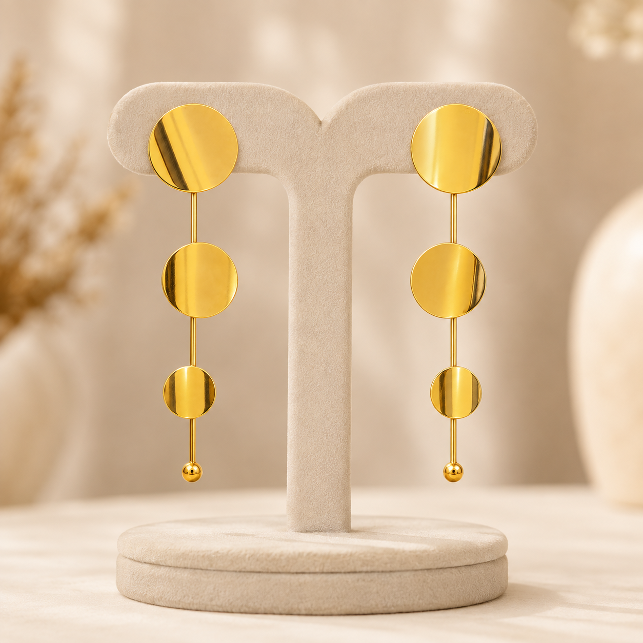 Gold Linear Drop Earrings