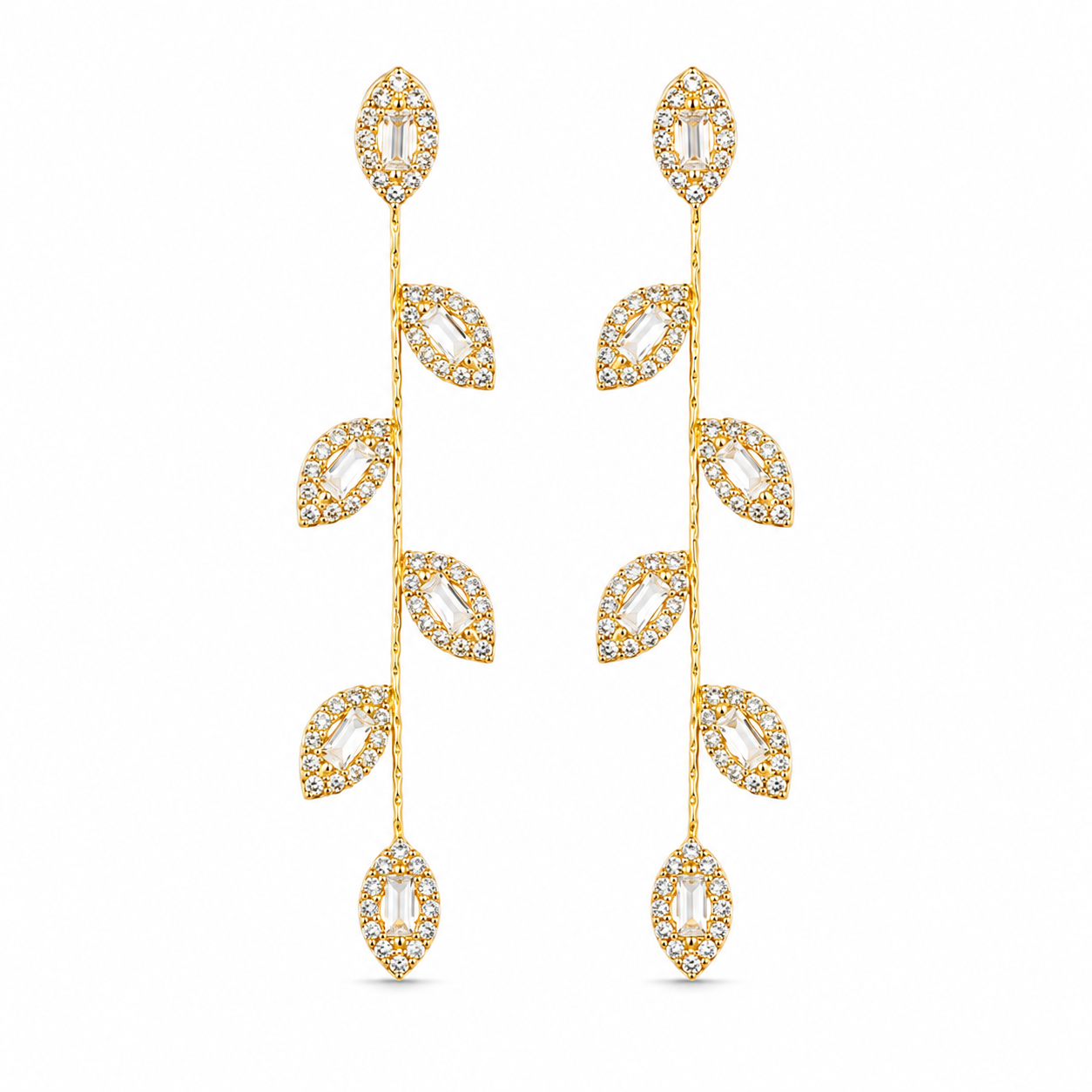 Sparkling Vine Crystal Linear Drop Earrings