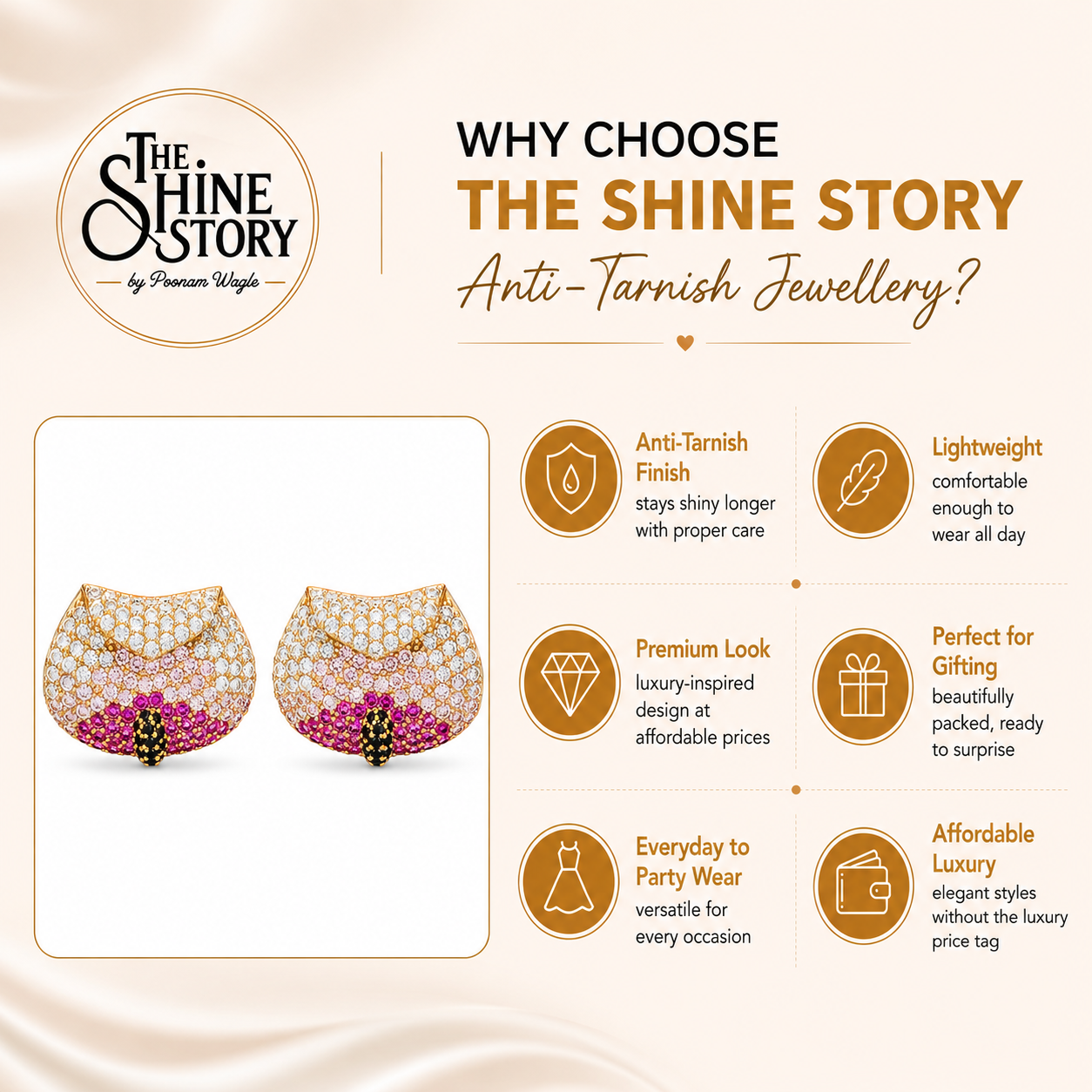 Crystal Envelope Stud Earrings